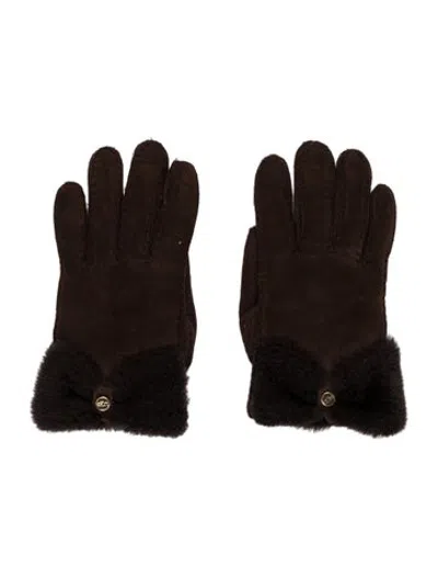 Pre-owned Ugg Shearling Winter Gloves In Brown