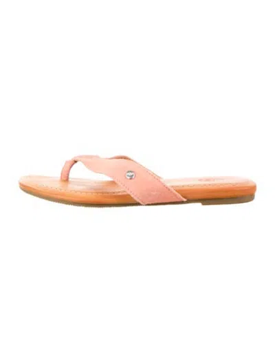 Pre-owned Ugg Suede Flip Flops In Orange