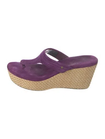 Pre-owned Ugg Suede Flip Flops In Purple