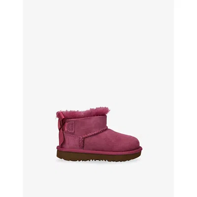 Ugg Kids' Toddler Ultra Mini Bailey Bow Suede And Shearling Boots Wine Eur 22 /5.5 Uk In Purple