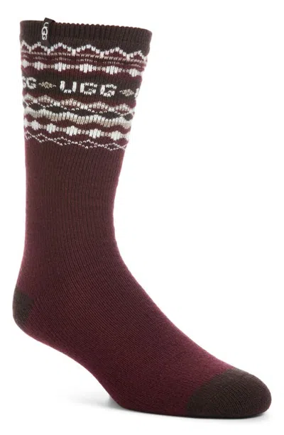 Ugg (r) Keavy Cozy Crew Socks In Burgundy