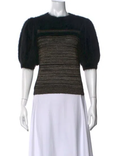 Pre-owned Ulla Johnson Angora Striped Sweater W/ Tags In Black