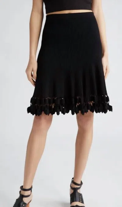 Ulla Johnson Danica Embellished-hem Mini Knit Skirt In Black