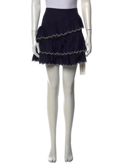 Pre-owned Ulla Johnson Embroidered Accent Mini Skirt In Black