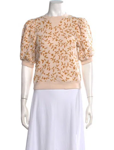 Pre-owned Ulla Johnson Floral Print Crew Neck Sweatshirt In Neutrals