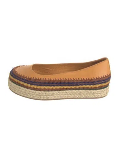 Pre-owned Ulla Johnson Leather Striped Espadrilles In Neutrals