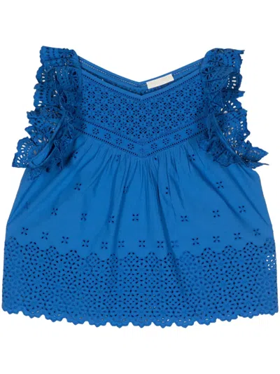 Ulla Johnson Leona Ruffled Blouse In Blue