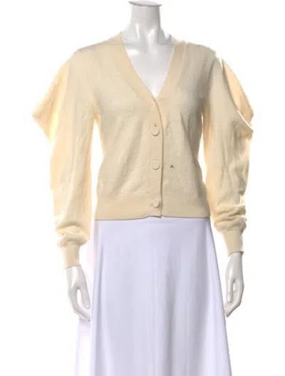 Pre-owned Ulla Johnson Merino Wool V-neck Sweater In White
