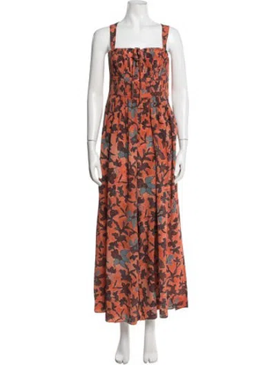 Pre-owned Ulla Johnson Silk Floral Print Jumpsuit In Orange