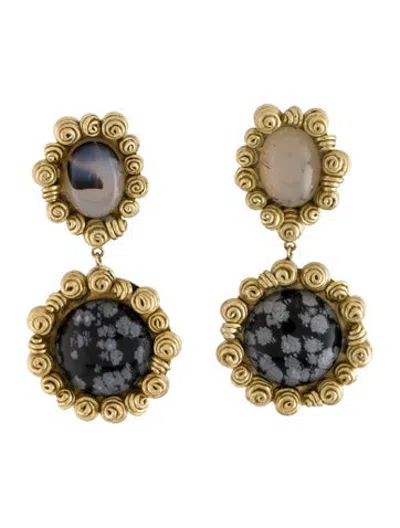 Pre-owned Ulla Johnson Stone Rania Drop Earrings In Multicolor