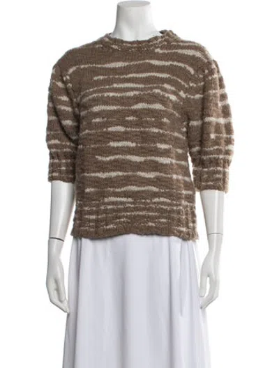 Pre-owned Ulla Johnson Striped Crew Neck Sweater In Brown