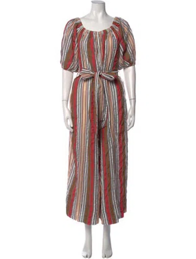 Pre-owned Ulla Johnson Striped Scoop Neck Jumpsuit In Neutrals