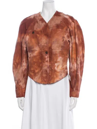 Pre-owned Ulla Johnson Tie-dye Print Jacket In Brown/orange