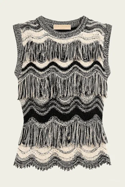 Ulla Johnson Vida Knit Top In Noir Gardenia In Gray