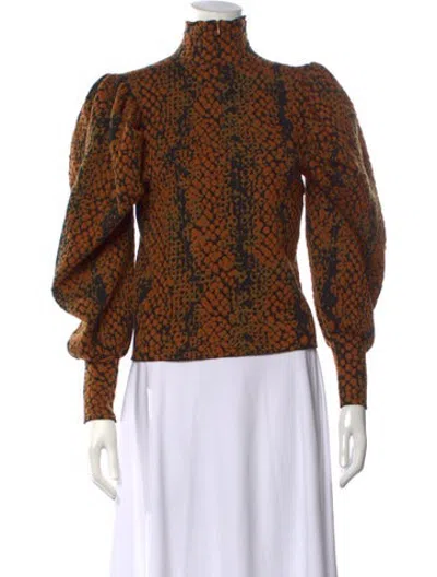 Pre-owned Ulla Johnson Wool Animal Print Sweater In Orange