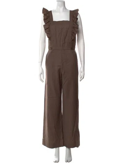 Pre-owned Ulla Johnson Wool Square Neckline Jumpsuit In Brown