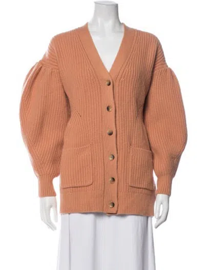 Pre-owned Ulla Johnson Wool V-neck Sweater In Orange