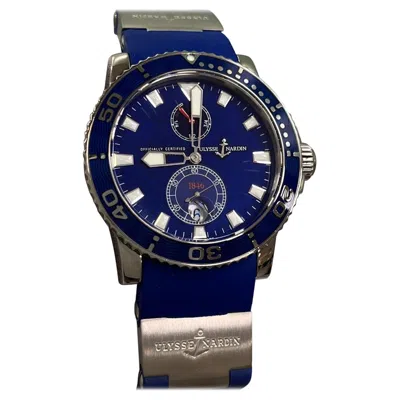 Pre-owned Ulysse Nardin Marine Diver 260-32-3a 18k White Gold Blue Rubber Strap