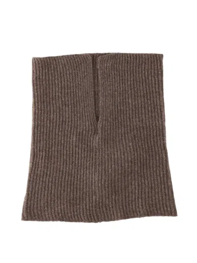 Uma Wang Brown Ribbed Knit Scarf