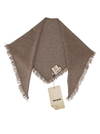 Uma Wang Brown Triangular Fringed Scarf In Pink