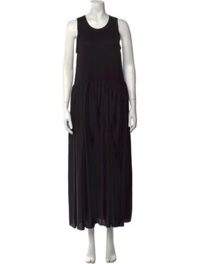Pre-owned Uma Wang Crew Neck Long Dress In Black