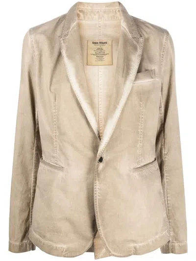 Uma Wang Distressed Panelled Blazer Jacket In Neutrals