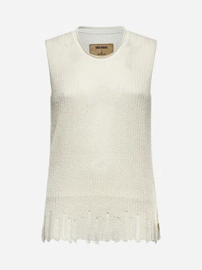 Uma Wang Ivory Cotton And Silk Knit Top