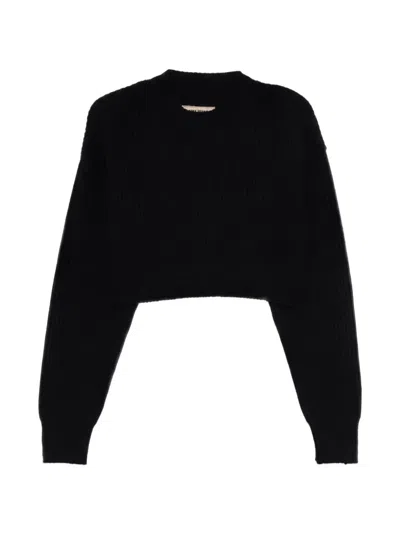 Uma Wang Ribbed-knit Cropped Sweater In Black