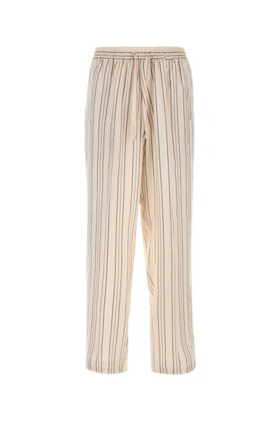 Umit Benan Embroidered Striped Satin Julian Pajama Pant In Purple