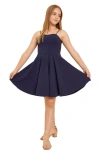Un Deux Trois Kids' Girl's Fit And Flare Textured Dress In Navy