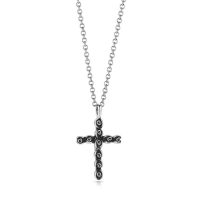 Unaloe Men's Ornate Cross Pendant Necklace –  Sterling Silver – Italian Handmade Jewellery
