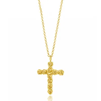 Unaloe Men's Rose Cross Pendant Necklace – Gold Plated – Italian Handmade Jewellery