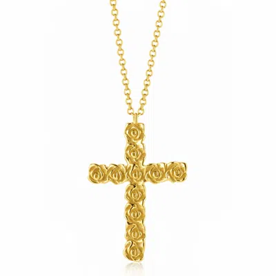 Unaloe Men's Sculpted Rose Cross Necklace – Gold Plated