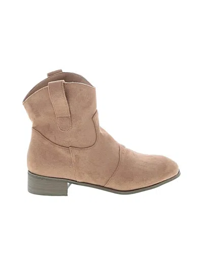 Pre-owned Unbranded Ankle Boots In Tan