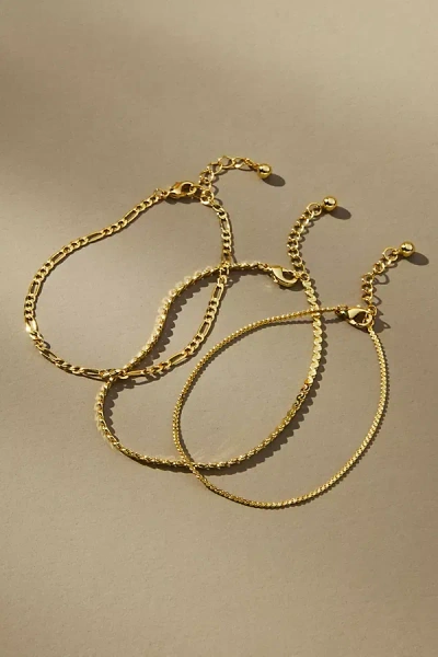 Uncommon James Gilded Chain Bracelets, Set Of 3 In Gold