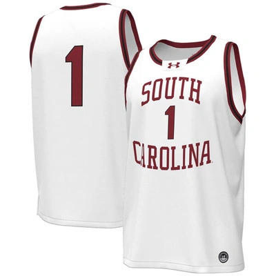 Under Armour #1 White South Carolina Gamecocks Throwback Replica Basketball Jersey