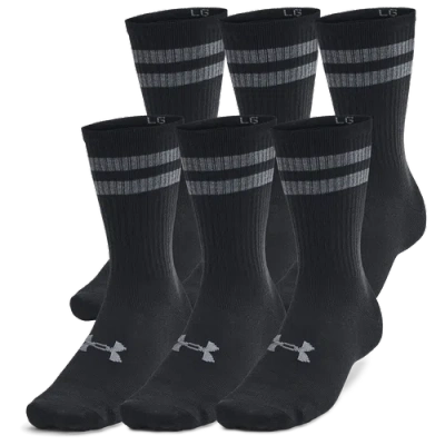 Under Armour Mens  Essential 6 Pack Crew Socks In White/white/black