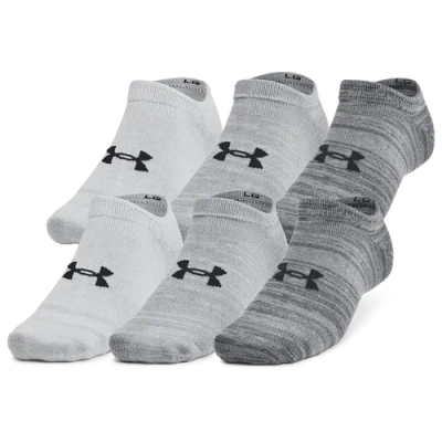 Under Armour Mens  Essential 6 Pack No Show Socks In Castlerock/castlerock/anthracite