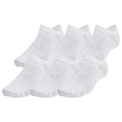 Under Armour Mens  Essential 6 Pack No Show Socks In White/white/halo Grey