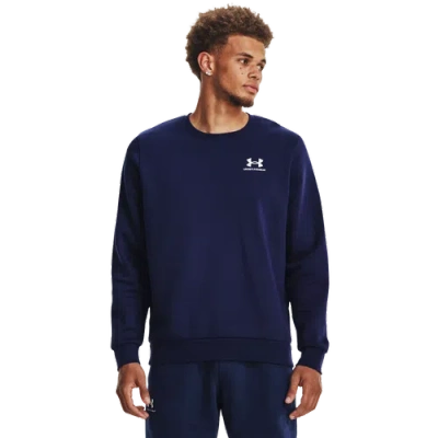 Under Armour Mens  Essential Fleece Crew In Midnight Navy/white