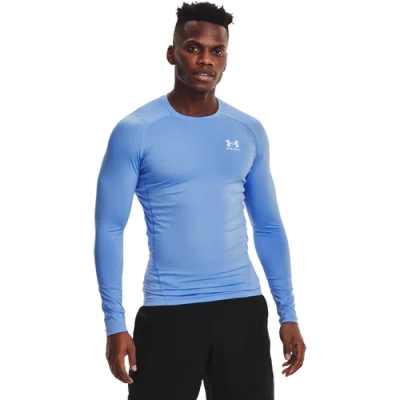 Under Armour Mens  Heatgear Armour Comp L/s T-shirt In Carolina Blue/white