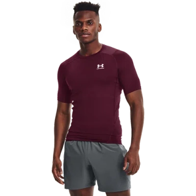 Under Armour Mens  Heatgear Armour Compression Short Sleeve Football T-shirt In Maroon/white