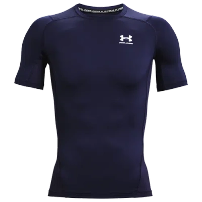 Under Armour Mens  Heatgear Armour Compression Short Sleeve Football T-shirt In White/midnight Navy