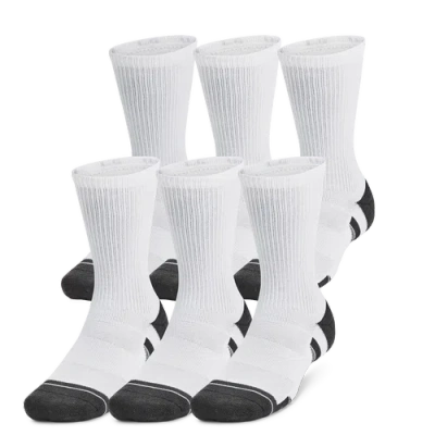 Under Armour Mens  Perf Tech 6 Pack Crew Socks In White