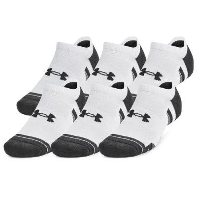 Under Armour Mens  Perf Tech 6 Pack No Show Socks In White