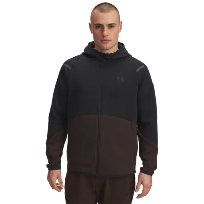 Under Armour Mens  Unstoppable Fleece Full-zip Hoodie In Black/kona Brown/black