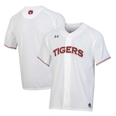 Under Armour White Auburn Tigers Softball Button-up V-neck Jersey