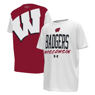 Under Armour Kids' Youth  White/red Wisconsin Badgers Gameday T-shirt