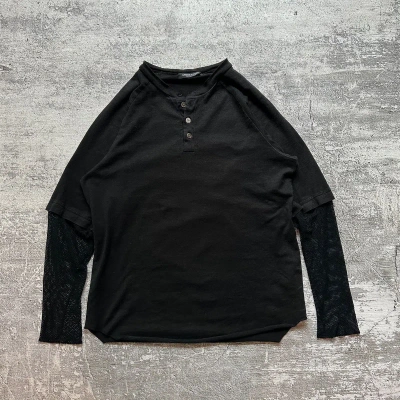 Pre-owned Undercover Aw96 Layered Mesh Long Sleeve Shirt In Black