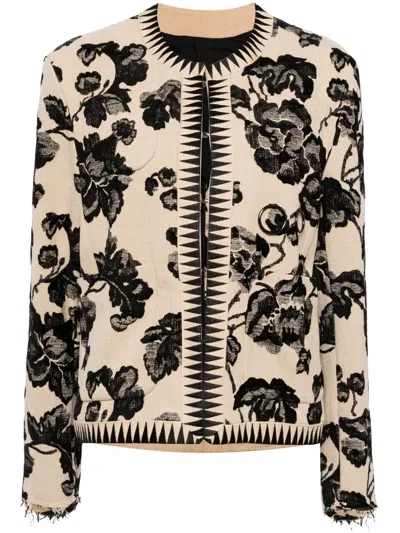 Undercover Floral-jacquard Jacket In Neutrals